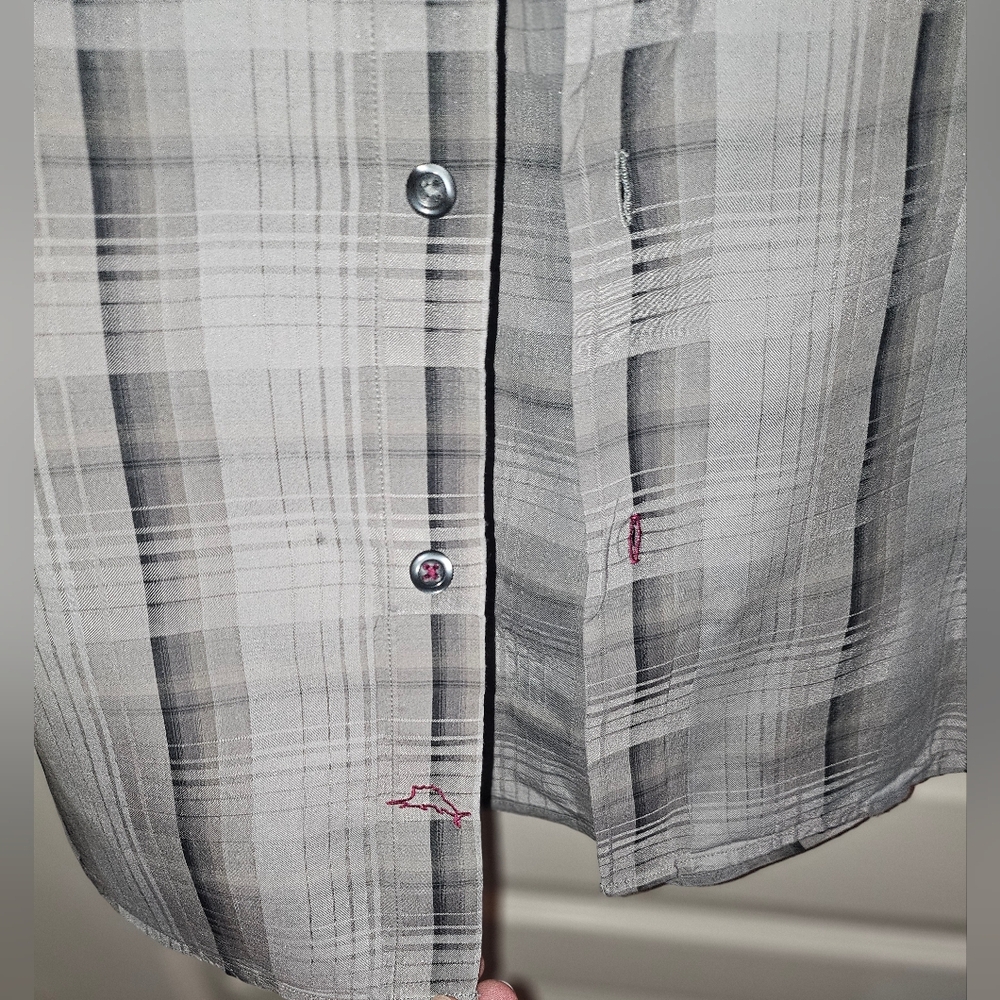 Tommy Bahama Gray Casual Button Down Shirt - Picture 4 of 8